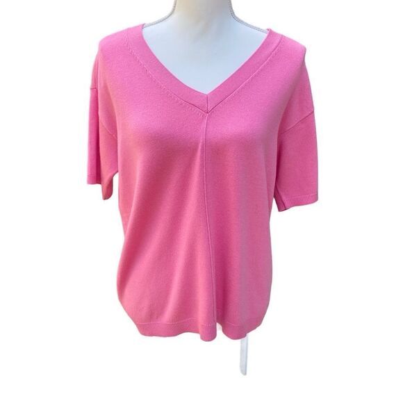 Ann Taylor Barbie Pink Silk Blend Sweater Size XS Oversized - Picture 1 of 6